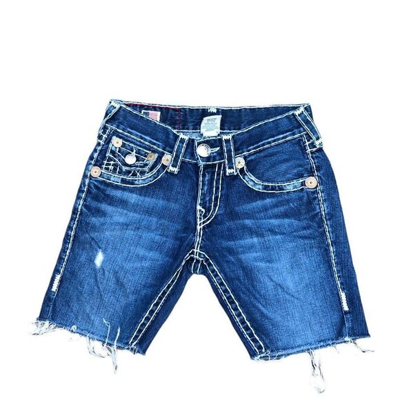 VINTAGE True Religion Jean Shorts Size 28 BILLY SUPER T Blue - Picture 3 of 6